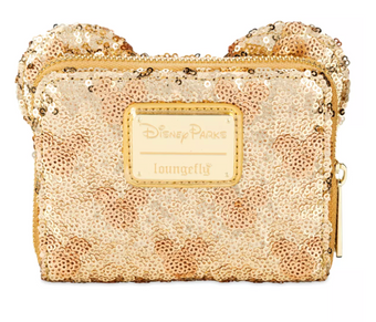 Disney Parks Minnie Mouse Gold Sequin Loungefly Wallet New With Tag