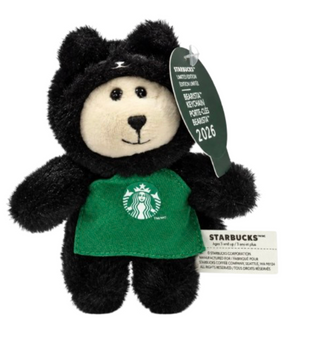 Starbucks 2026 Halloween Bearista Bear Black Cat Plush Keychain New with Tag