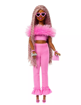 Barbie Deluxe Style 11" Doll #4 Jumpsuit Pink and Brown Braided Hair New w Box