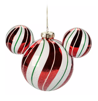 Disney Mickey Peppermint Icon Glass Ball Sketchbook Christmas Tree Ornament New