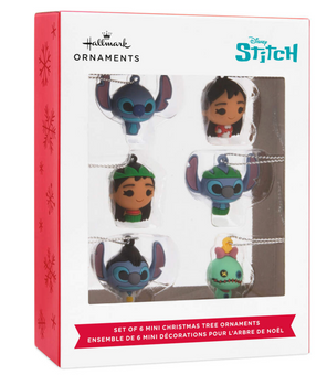 Hallmark Mini Disney Lilo & Stitch Shatterproof Ornaments Set of 6 New With Box