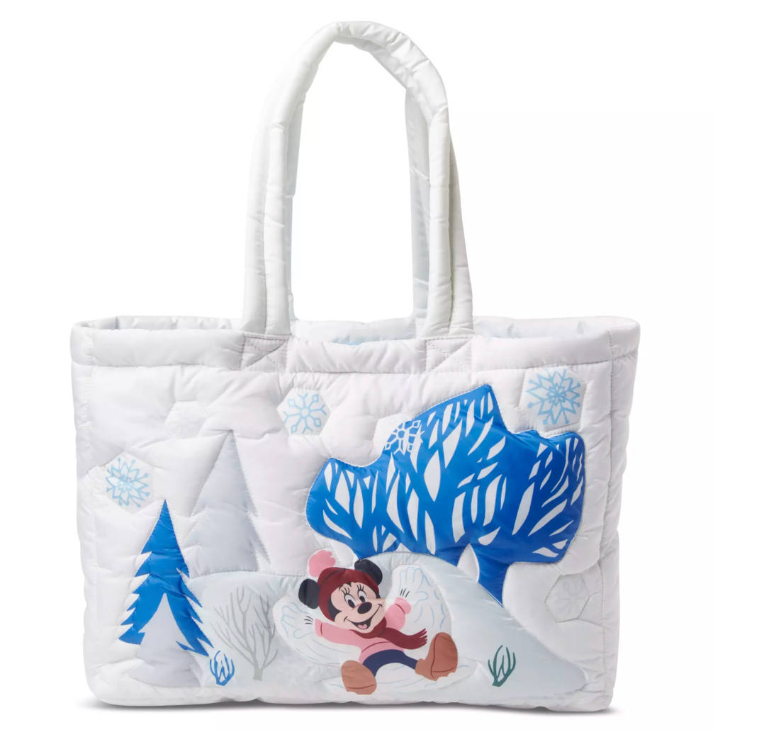 Disney Parks Minnie Chip 'n Dale Seasonal Homestead Quilted Holiday Tote Bag New