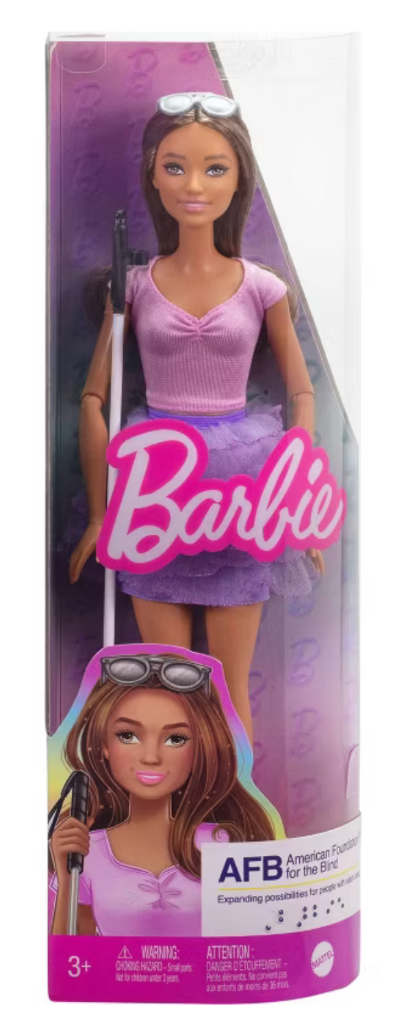 Barbie 12.7" Fashionistas Doll Brown Hair/Brown Eyes Blind Doll New With Tag