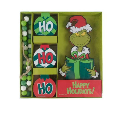 Dr Seuss' The Grinch Who Stole Christmas 5 Piece Mantel Decorating Set New W Box