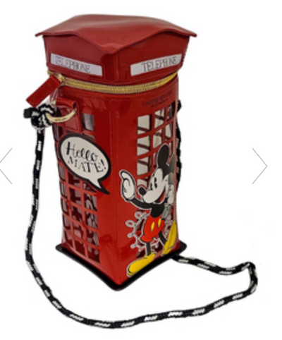 Disney Parks Mickey Mouse Epcot UK London Telephone Red Booth Crossbody Bag New