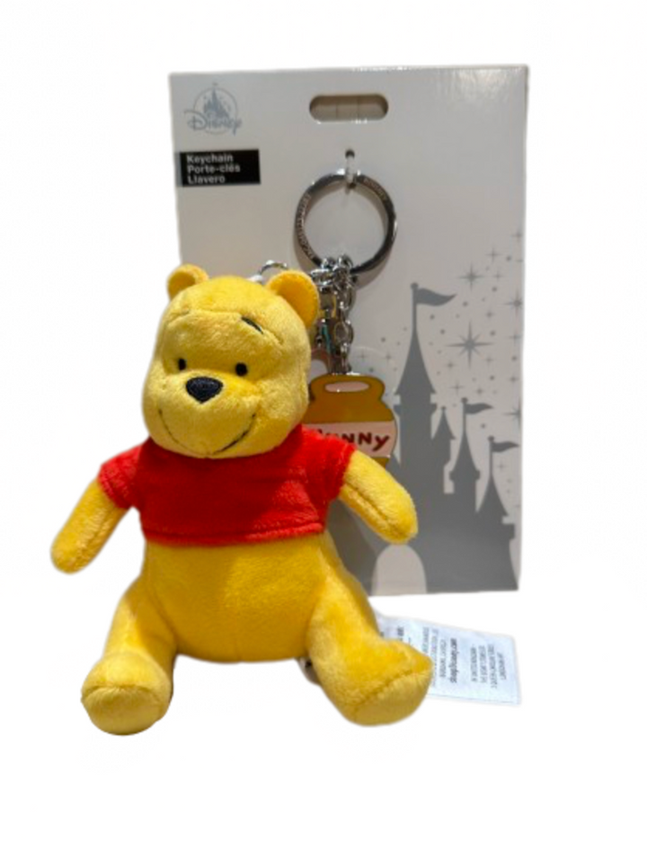 Disney Parks Winnie The Pooh Plush Keychain With Hunny Charm New With I Love Characters