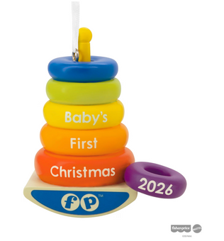 Hallmark Fisher Price Baby First Rock A Stack Christmas Ornament New with Box