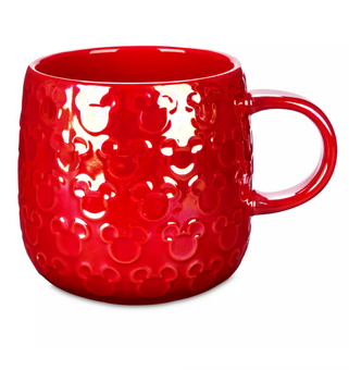 Disney Parks Mickey Icon Red Gloss Holiday Ceramic Coffee Mug New