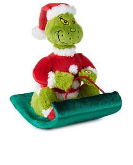 Hallmark Dr. Seuss's Grinch on Sled Musical Christmas Plush With Motion New
