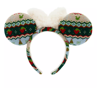 Disney Parks Minnie Holiday Knitted Ear Headband for Adults New with Tag