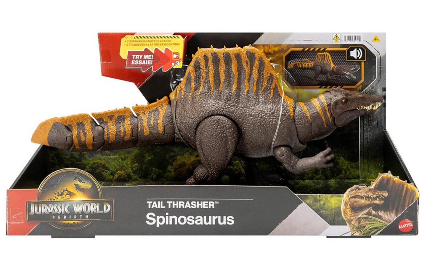 Jurassic World Rebirth Tail Thrasher Spinosaurus Dinosaur Action Figure Sound