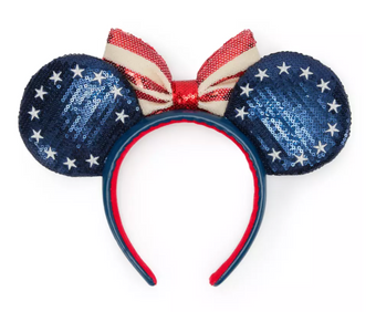 Disney Parks Minnie Mouse Americana Sequined Ear Headband New With Tag