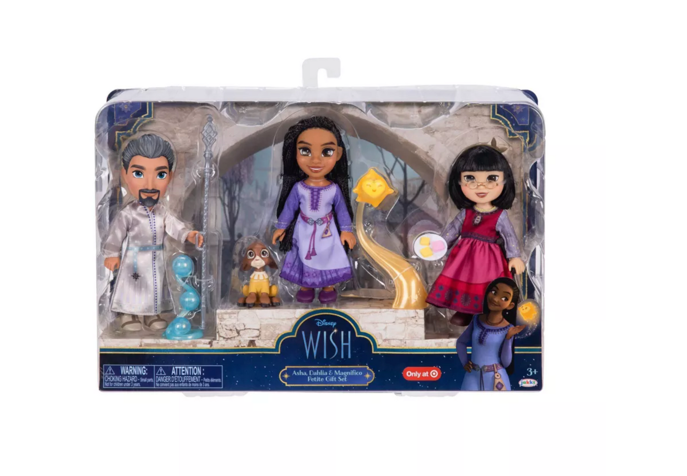 Disney 100 Wish 6inc Asha Dahlia & Magnifico Petite Doll Gift Set New with Box