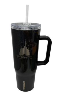 Disney Parks WDW Castle Corkcicle Tumbler 40oz Holographic Black New With Tag