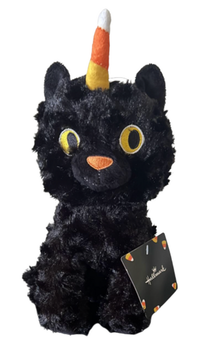 Hallmark Black Cat Halloween CATICORN Plush Stuffed Candy Corn 9" New With Tag