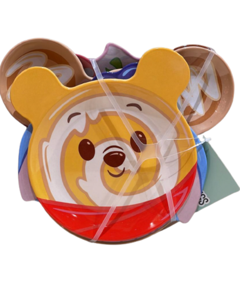 Disney Parks Munchlings Winnie Eeyore Minnie Mickey Set of 4 Plates New w Tag