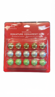 Hallmark 2024 Keepsake Mini Festive Gold White Green Glass Ornaments Set 15 New