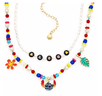 Disney Parks Lilo & Stitch Aloha Necklace Set by BaubleBar New with Card