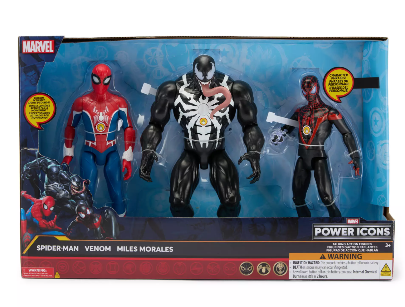 Disney SpiderMan Venom Miles Morales Talking Action Figure Marvel Power Icons