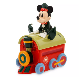 Disney Parks Elf Mickey on Train Christmas Holiday Cookie Jar New