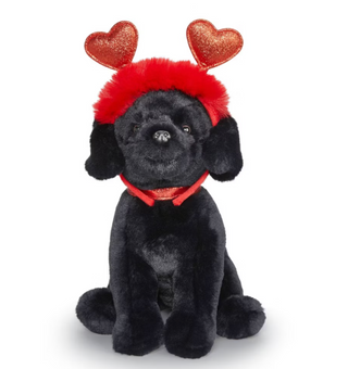 FAO Schwarz 12" Valentine Black Labrador w Removable Heart Boppers Plush New Tag