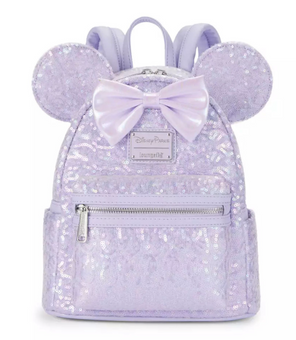 Disney Parks Loungefly Mini Backpack Opalescent Lavender Sequin Minnie Mouse New