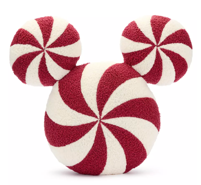 Disney Parks Mickey Mouse Icon Peppermint Swirl Throw Pillow Holiday New W Tag