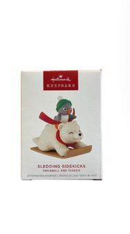 Hallmark 2025 Keepsake Snowball and Tuxedo Sledding Sidekicks Ornament New w Box