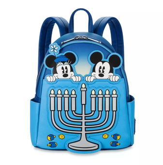 Disney Parks Mickey and Minnie Hanukkah Light-Up Loungefly Mini Backpack New