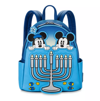 Disney Parks Mickey and Minnie Hanukkah Light-Up Loungefly Mini Backpack New