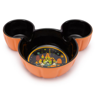 Disney Parks Halloween Mickey Minnie Castle Jack-o'-Lantern Candy Bowl New