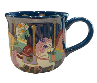 Disney Parks WDW Carousel Horses Blue Coffee Mug New with Tag