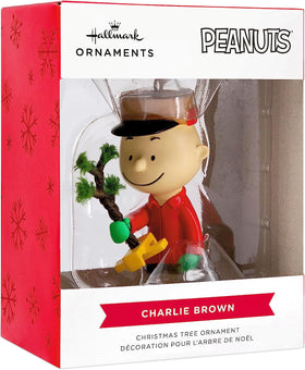 Hallmark Peanuts Charlie Brown Kneeling with Tree Christmas Ornament New W Box