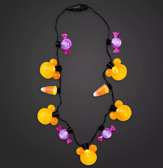 Disney Parks Halloween 2023 Mickey Pumpkin and Candies Light Up Necklace New