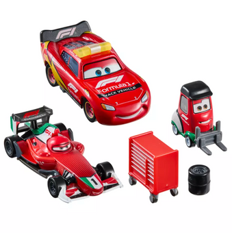 Disney and Pixar Cars with Formula 1 Die Cast Set by Mattel Lightning McQueen