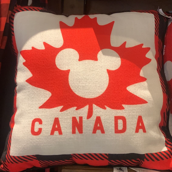 Disney Parks Epcot Canada Mickey Icon Maple Leaf Decorative Pillow New with Tag