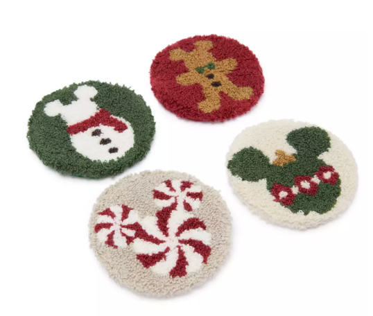 Disney Parks Mickey Mouse Punch Needle Holiday Coaster Set New With Tag