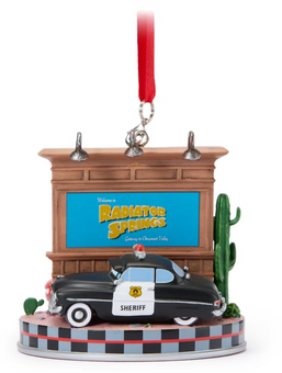 Disney Parks Cars Sheriff Lightning McQueen Pixar Sketchbook Christmas Ornament