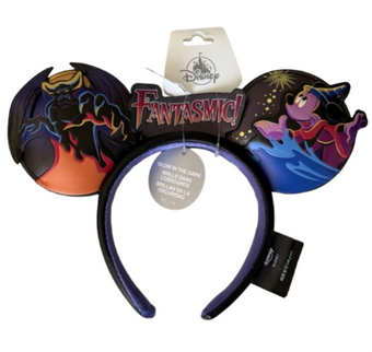 Disney Parks Fantasmic Glow Sorcerer Mickey Chernabog Ear Headband New W Tag