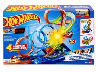 Hot Wheels Action 4-Loop Crash Out Track Set Toy New With Box