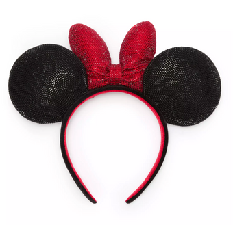 Disney Parks Minnie Mouse Sequined Ear Headband Black and Red New with Tag