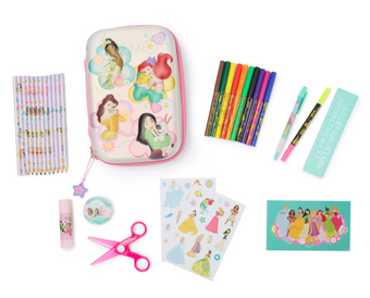 Disney Parks Princess Ariel Mulan Belle Tiana Zip-Up Stationery Kit New With Tag