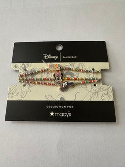 Disney Baublebar for Macy's Minnie Cheer Squad Beaded Bracelet 3pc New with Card