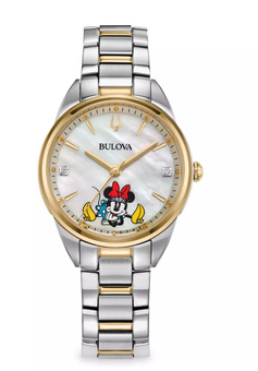 Disney Parks Minnie Mouse Stainless Steel Quartz Watch by Bulova New With Box
