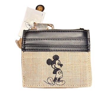 Disney Parks Mickey Mouse Canvas Card ID Holder Wallet Black New with Tags