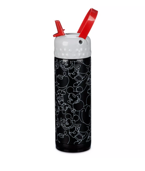 Disney Mickey Stainless Steel Water Bottle with Built-In Straw New