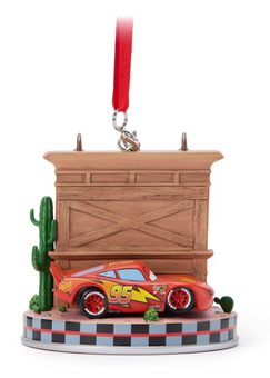 Disney Parks Cars Sheriff Lightning McQueen Pixar Sketchbook Christmas Ornament