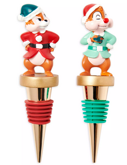 Disney Parks Chip 'n Dale Holiday Christmas Bottle Stopper Set New