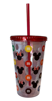 M&M's World Disney Mickey Minnie Icons Colors Tumbler Straw New with Tag