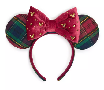 Disney Parks Minnie Mouse Plaid Holiday Ear Headband for Adults New With Tag